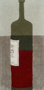 tapis bouteille rouge pure laine flore sivell handtufting
