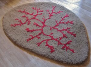 tapis corail pure laine handtufting