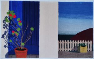 tapis géranium vue mer 1 pure laine flore sivell handtufting
