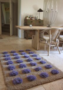 tapis lavande lin flore sivell handtufting