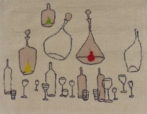 tapis laine bouteilles & poires1 (2)